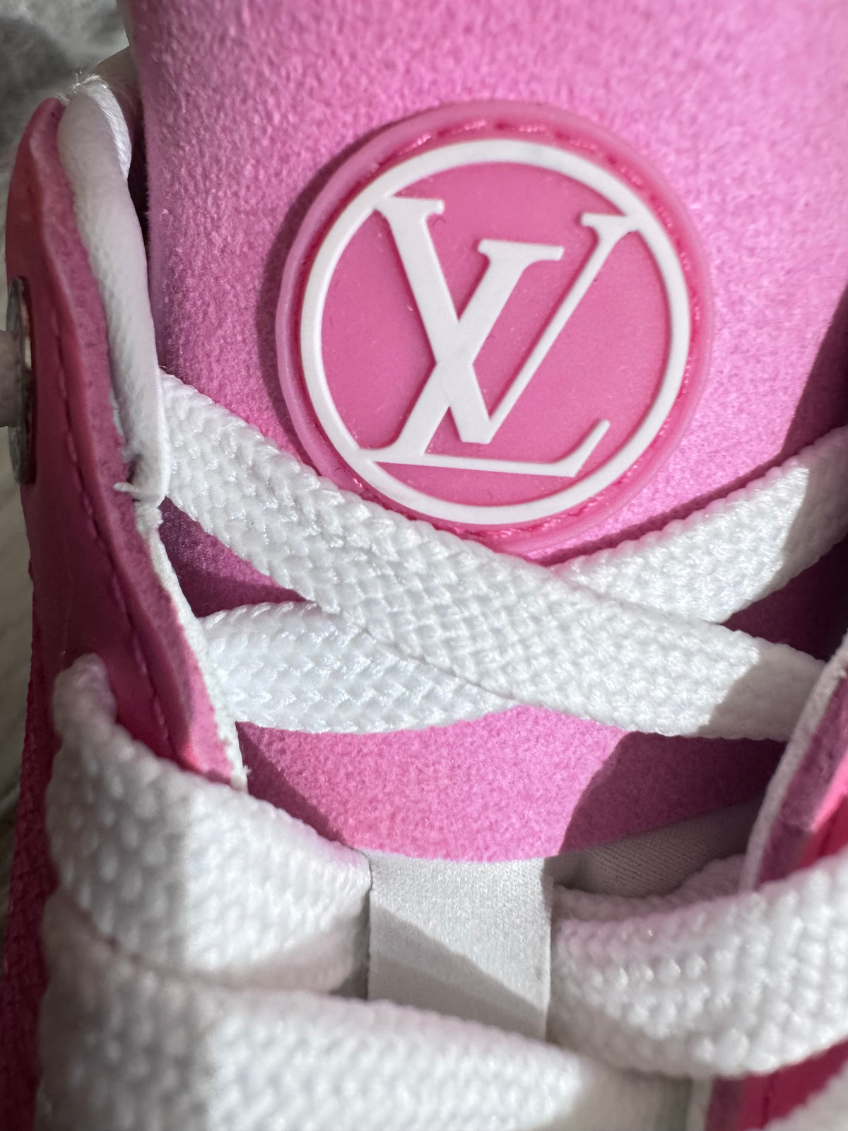 Louis Vuitton Run 55 Pink Monogram Sneakers  size 34.5