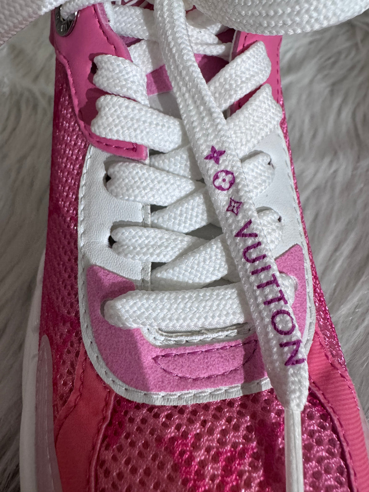 Louis Vuitton Run 55 Pink Monogram Sneakers  size 34.5
