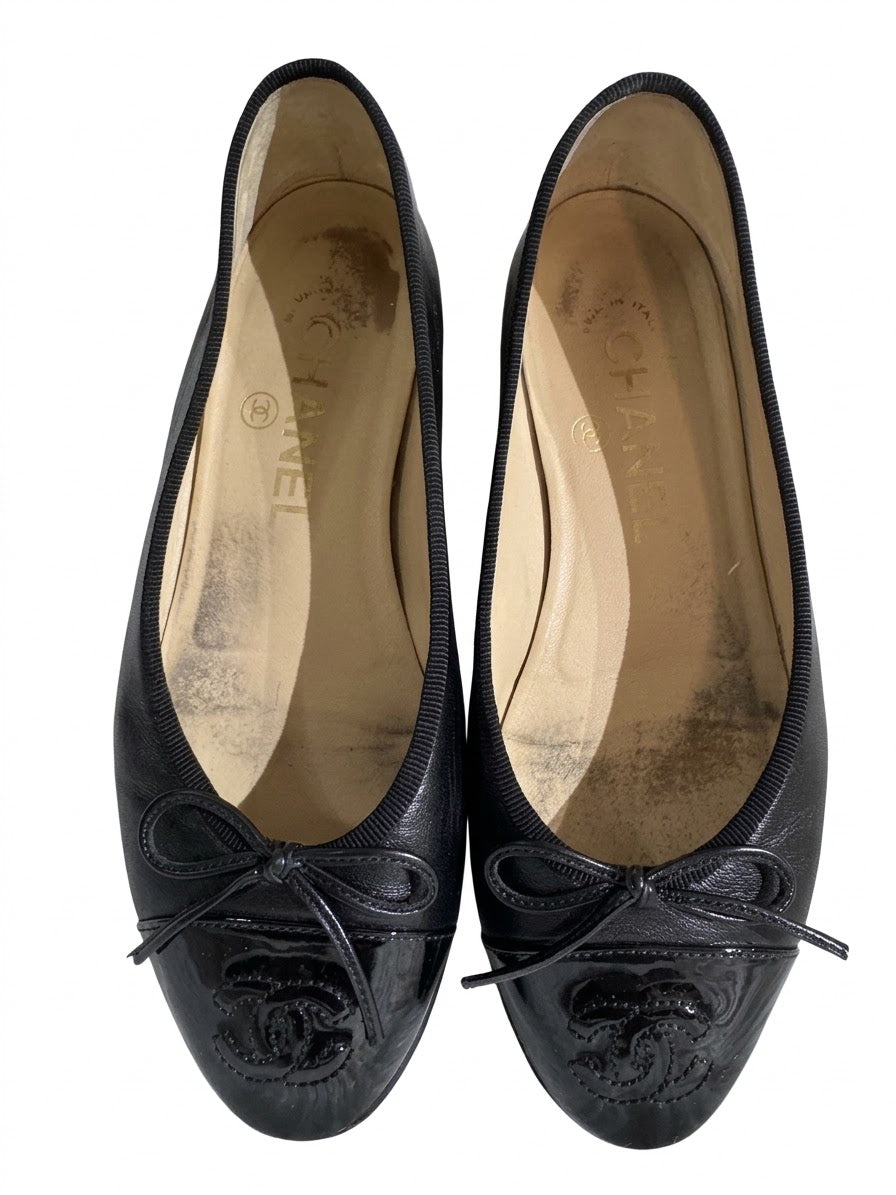 Chanel Classic Cap Toe Ballerina Flat Black size 34C