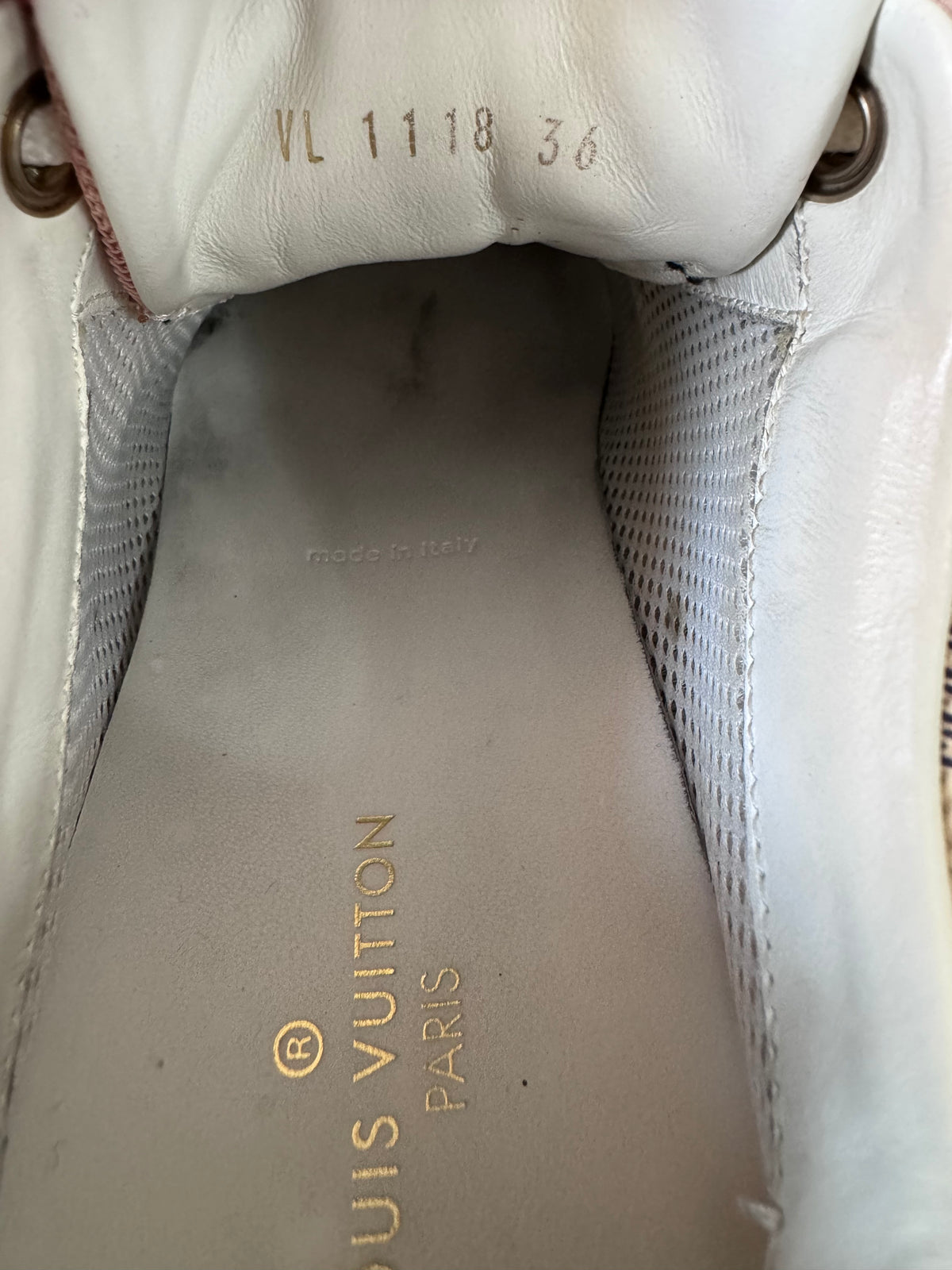 Louis Vuitton Run Away Pink Damier Azur Sneakers size 36