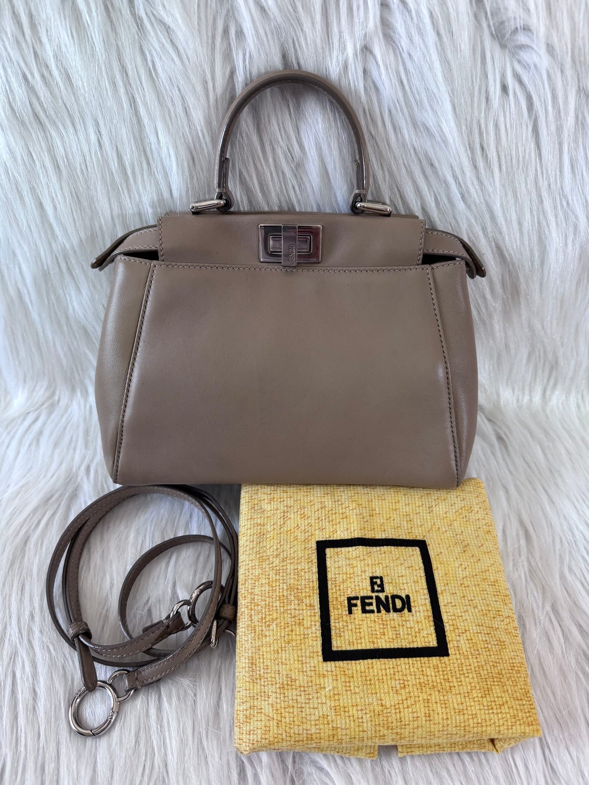 Fendi Peekaboo Mini Taupe Beige