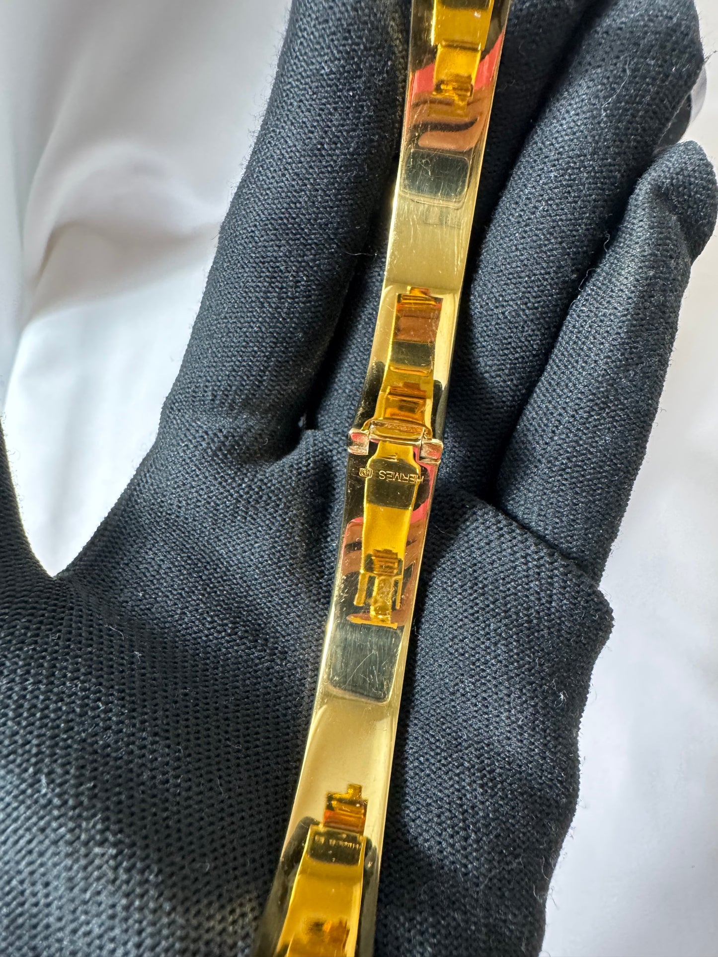 Hermes Clic Clac H Red Enamel Gold Plated Narrow Bracelet GM