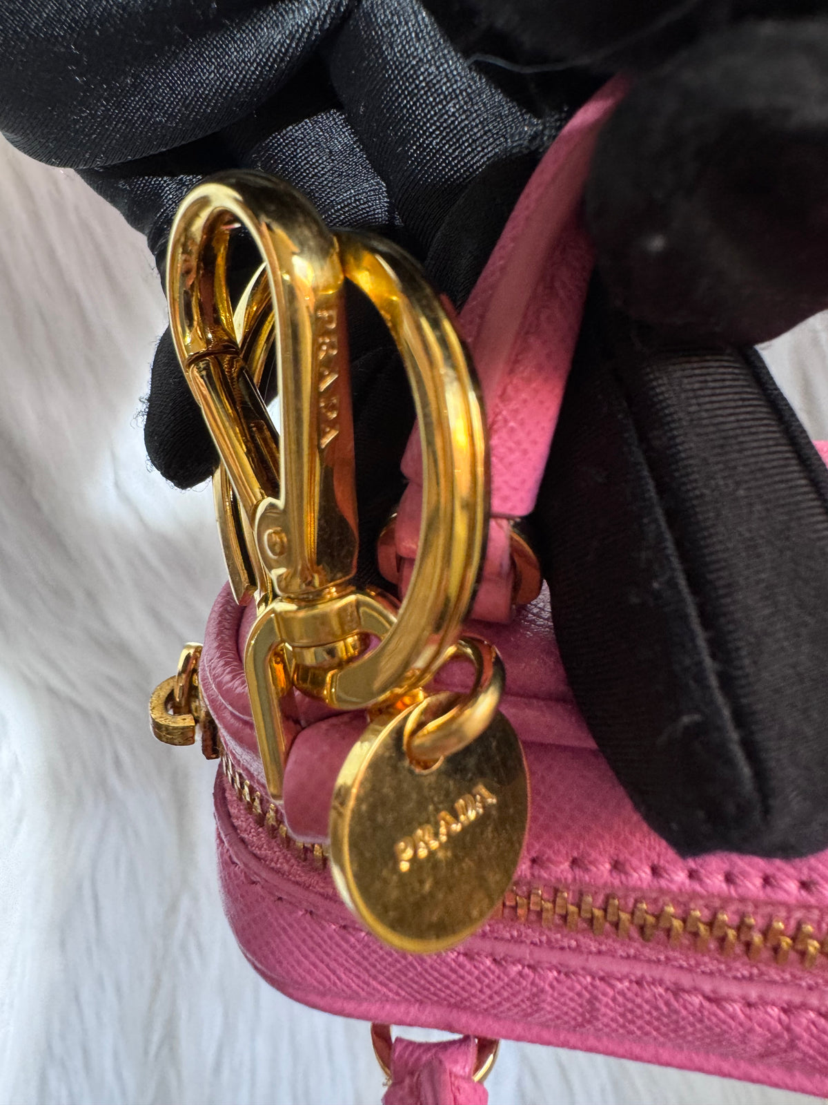Prada Pink Saffiano Bag Keychain Charm handbag accessory