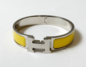 Hermes Clic Clac H Yellow Enamel Palladium Plated Narrow Bracelet PM