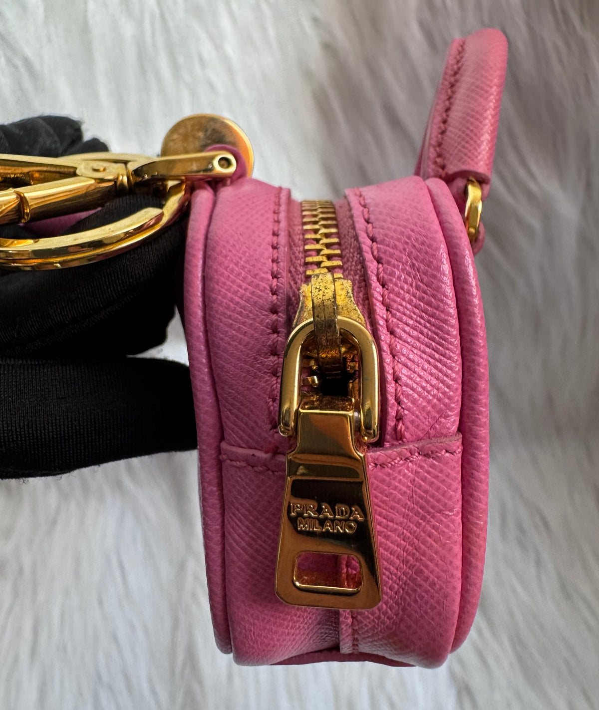 Prada Pink Saffiano Bag Keychain Charm handbag accessory