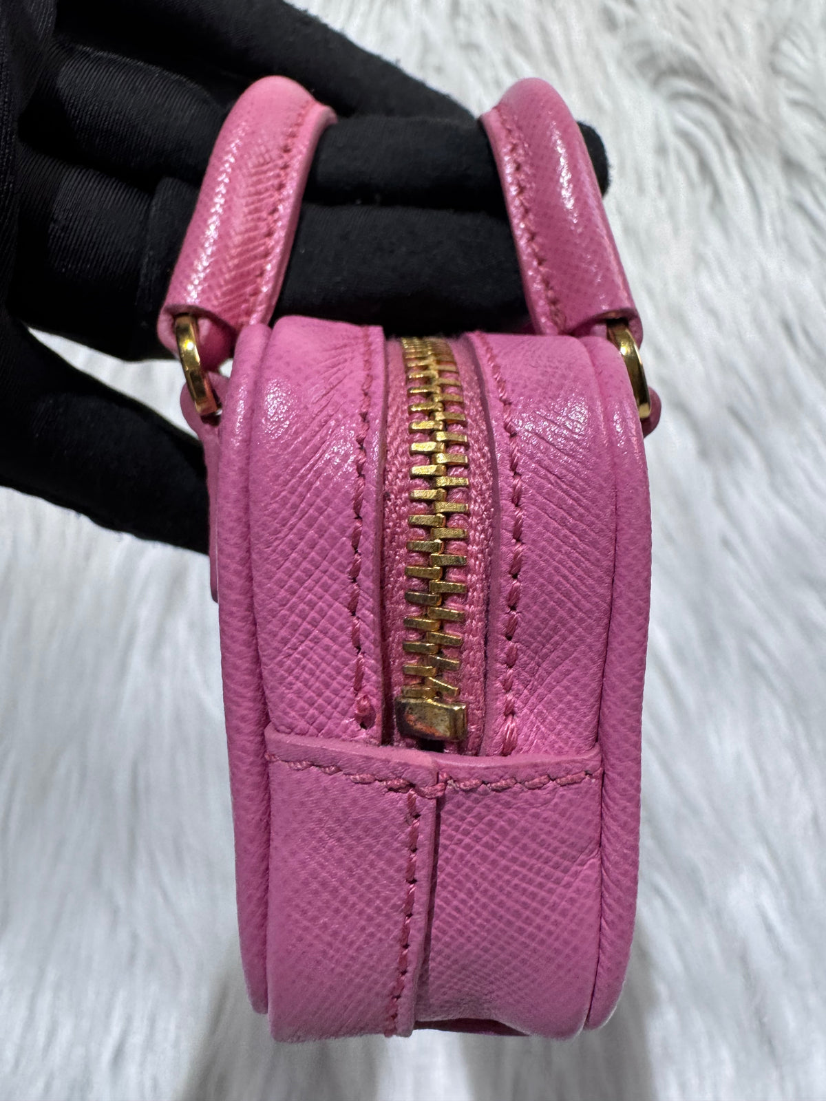 Prada Pink Saffiano Bag Keychain Charm handbag accessory