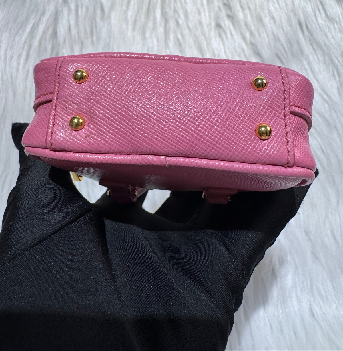 Prada Pink Saffiano Bag Keychain Charm handbag accessory