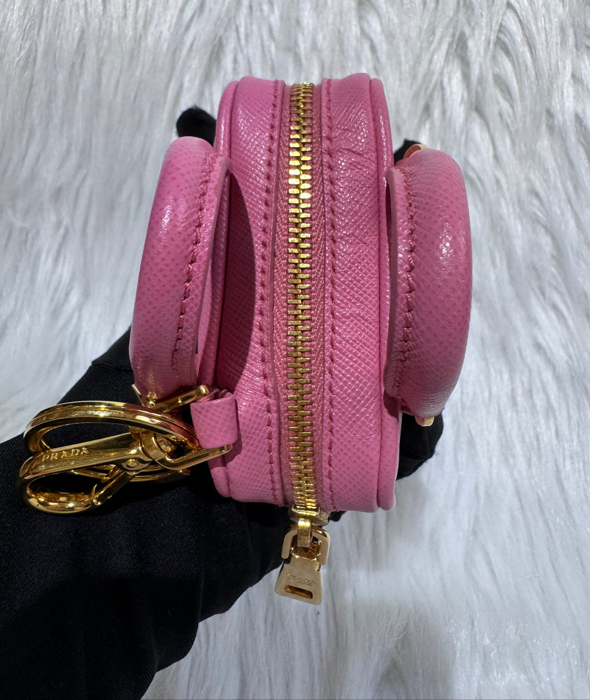 Prada Pink Saffiano Bag Keychain Charm handbag accessory