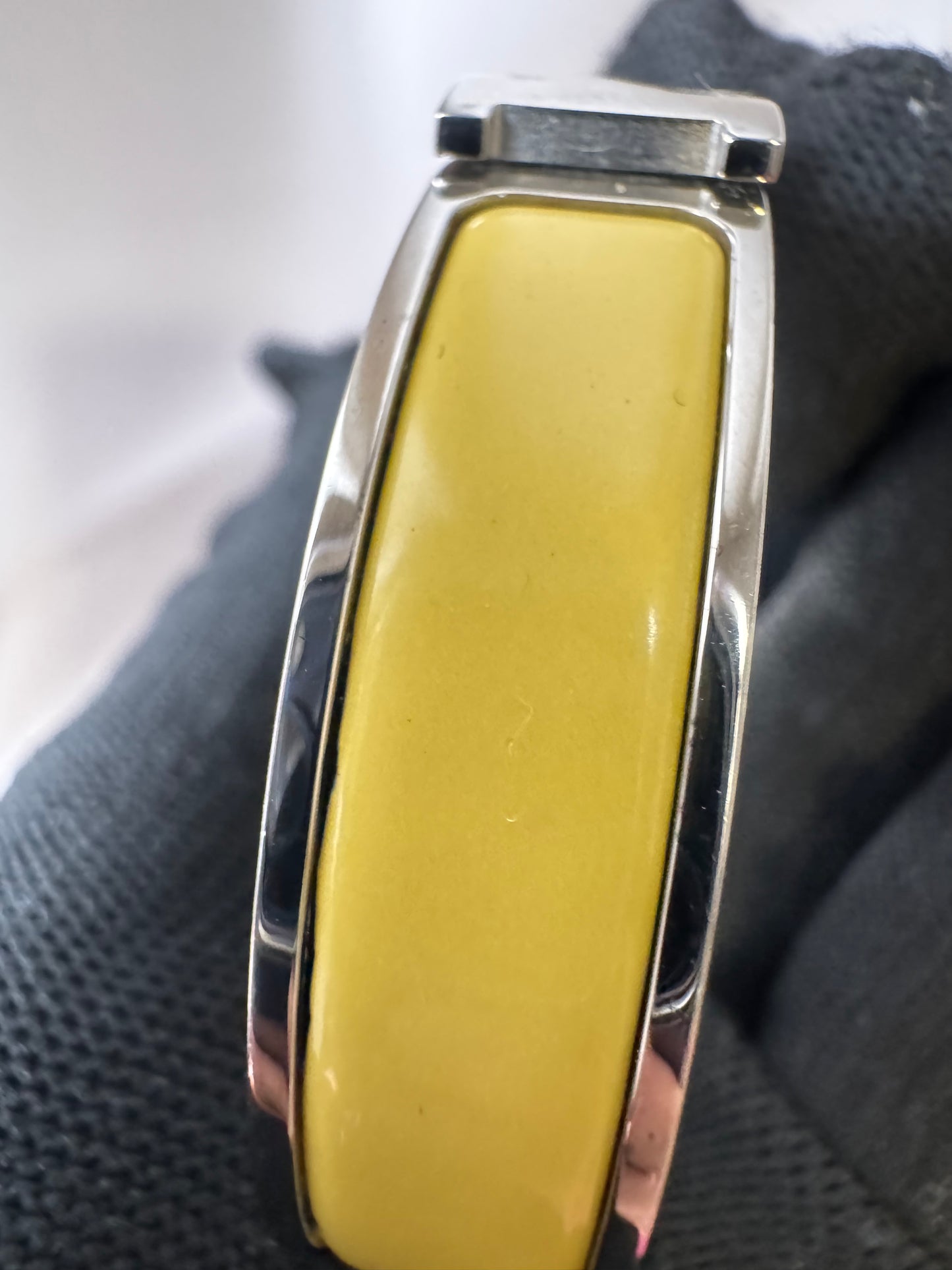 Hermes Clic Clac H Yellow Enamel Palladium Plated Narrow Bracelet PM