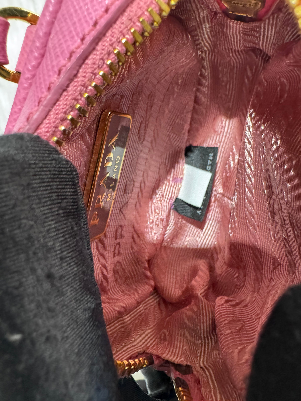 Prada Pink Saffiano Bag Keychain Charm handbag accessory