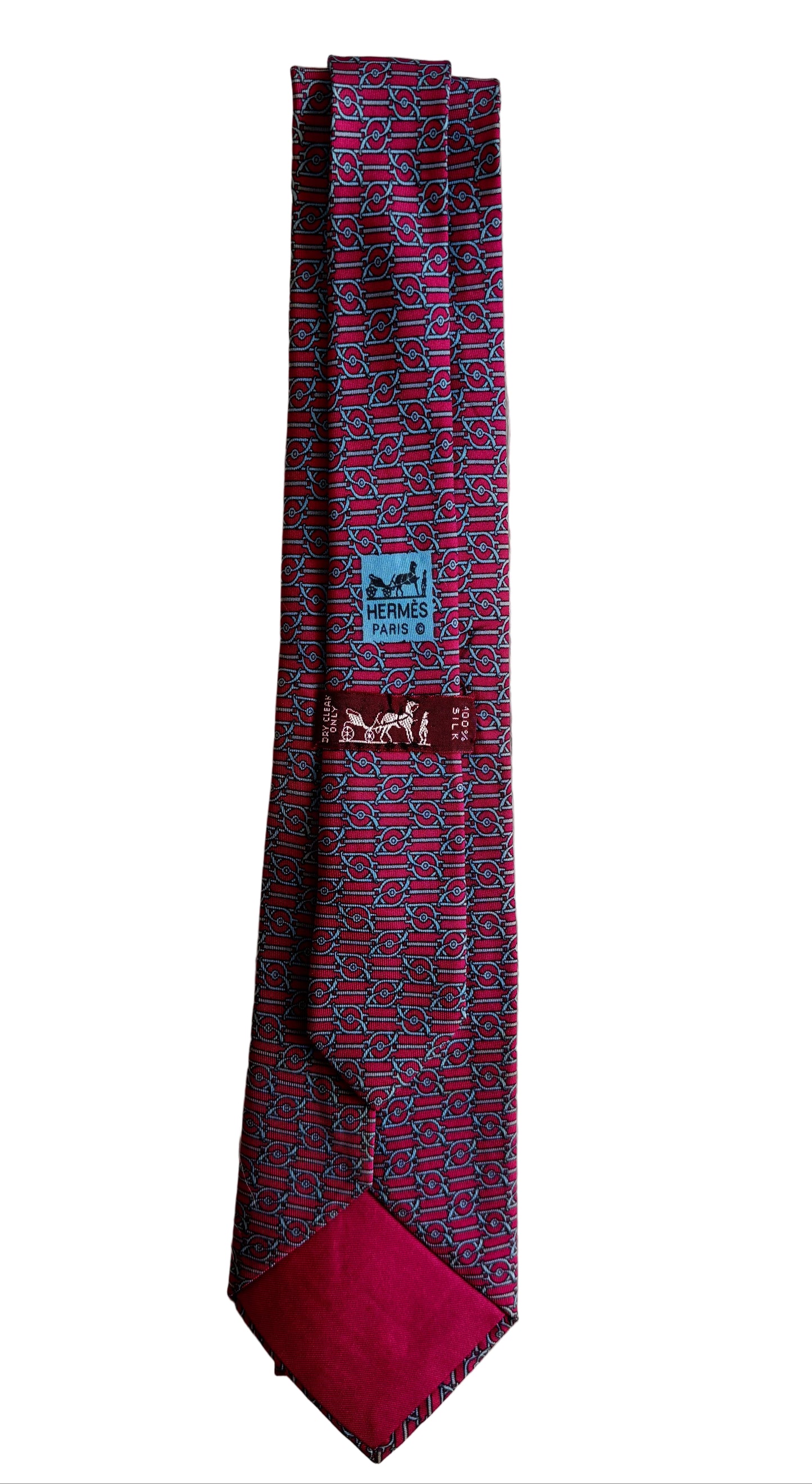 Hermes Pink printed necktie