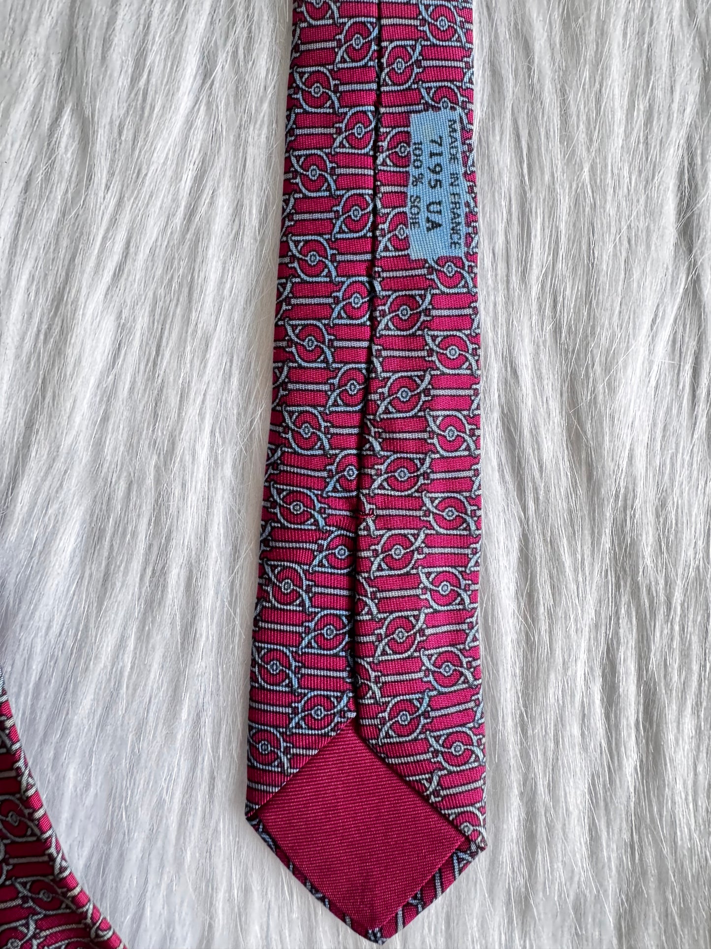 Hermes Pink printed necktie