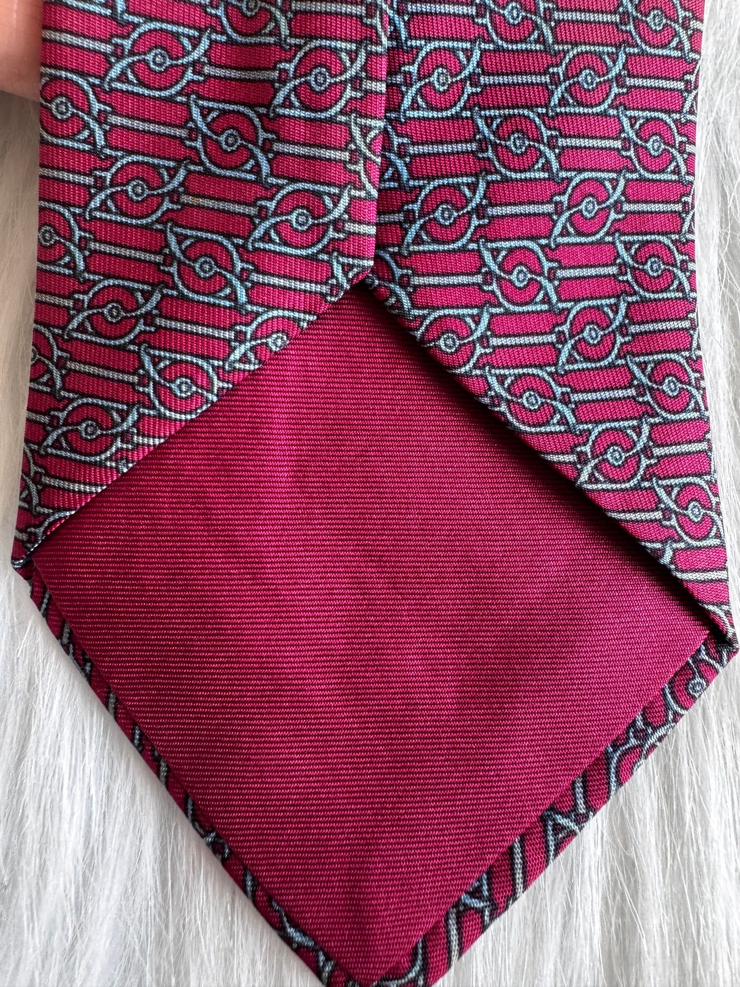 Hermes Pink printed necktie