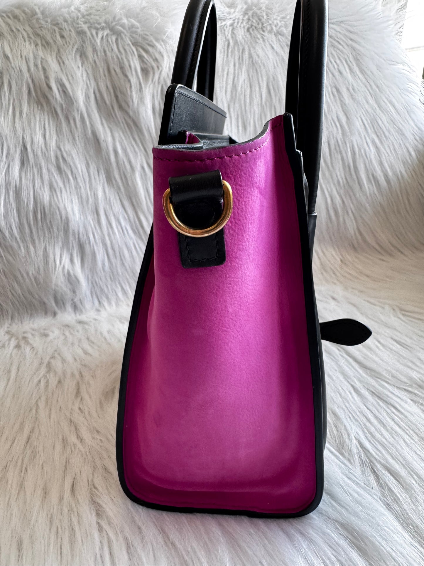 Celine Nano Luggage Tricolor with strap (pink/black/beige)
