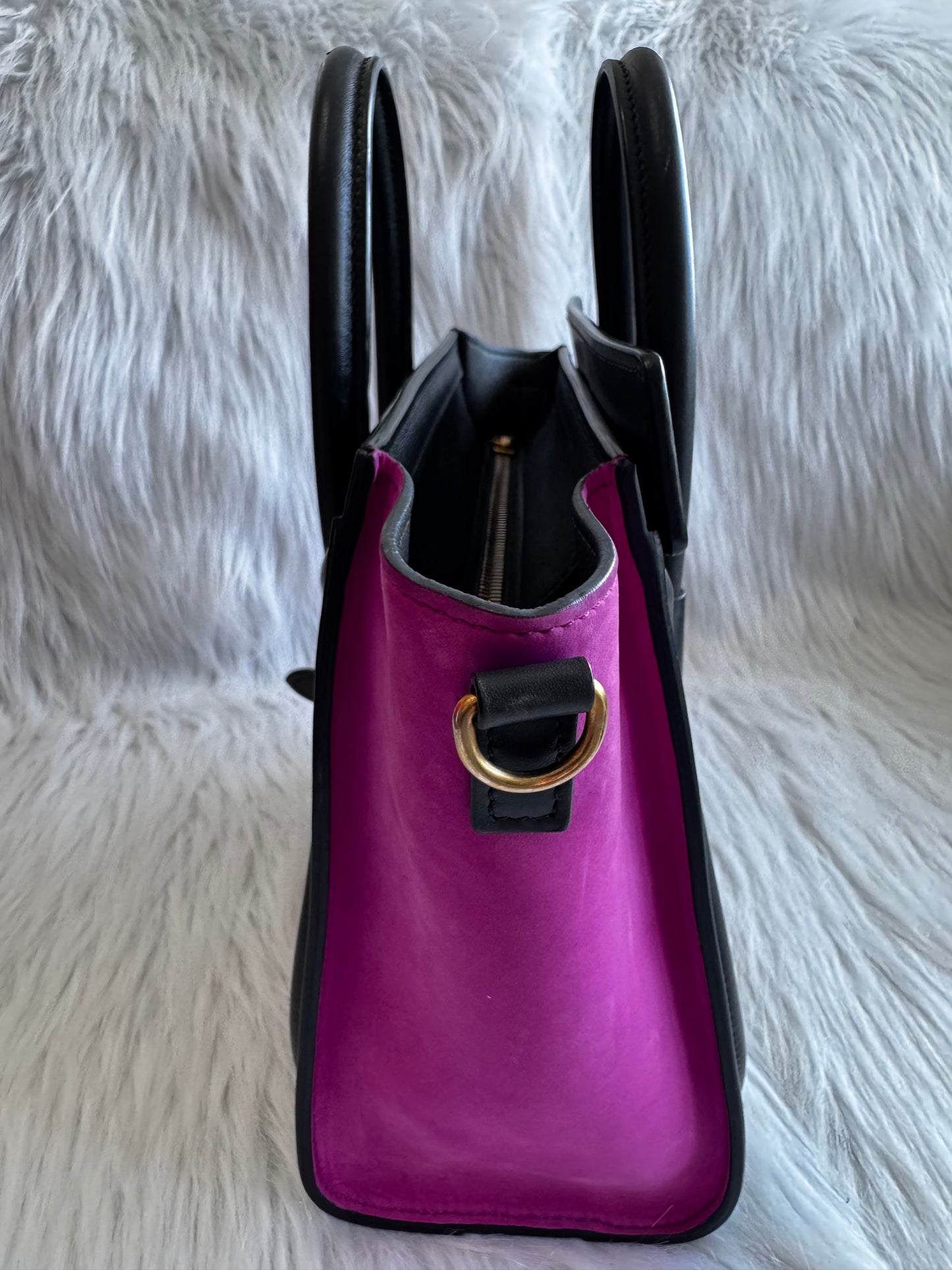 Celine Nano Luggage Tricolor with strap (pink/black/beige)