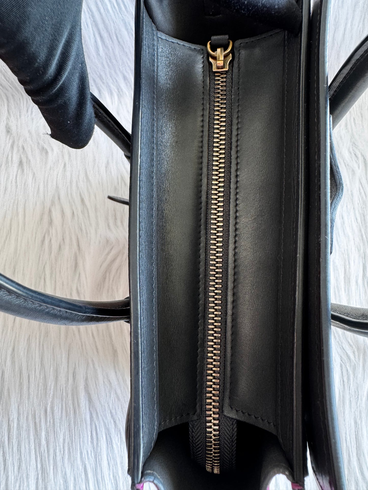 Celine Nano Luggage Tricolor with strap (pink/black/beige)