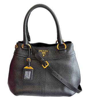 Prada Vitello Daino Black two way bag