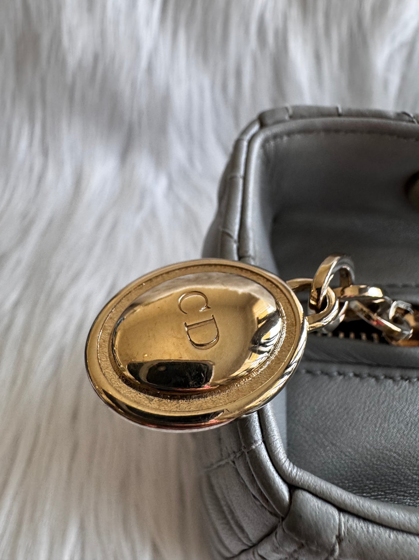 Christian Dior Lady Dior Medium Gray Pearlescent