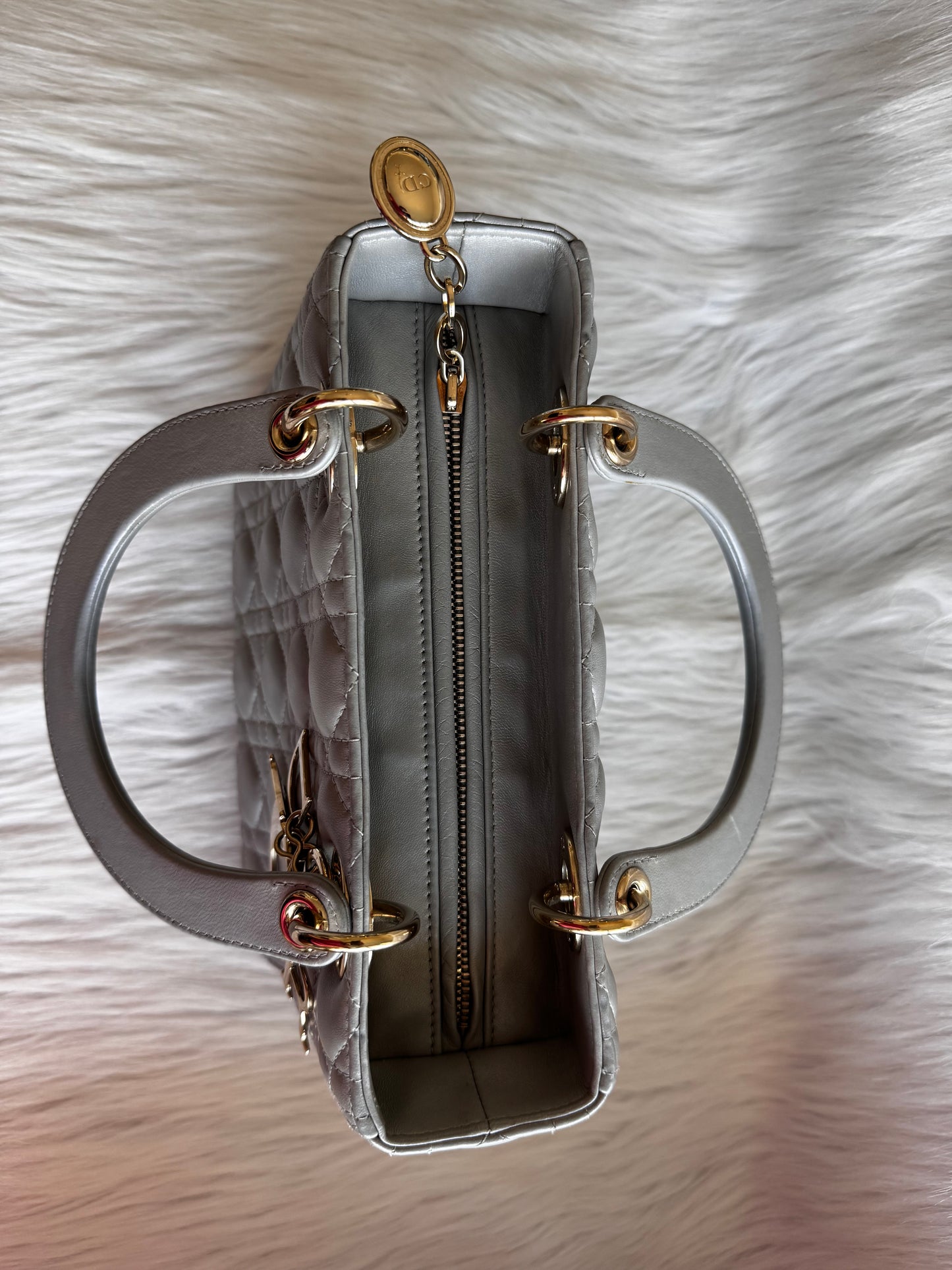 Christian Dior Lady Dior Medium Gray Pearlescent