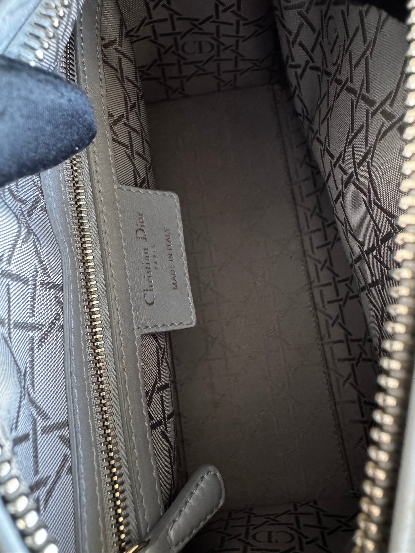 Christian Dior Lady Dior Medium Gray Pearlescent