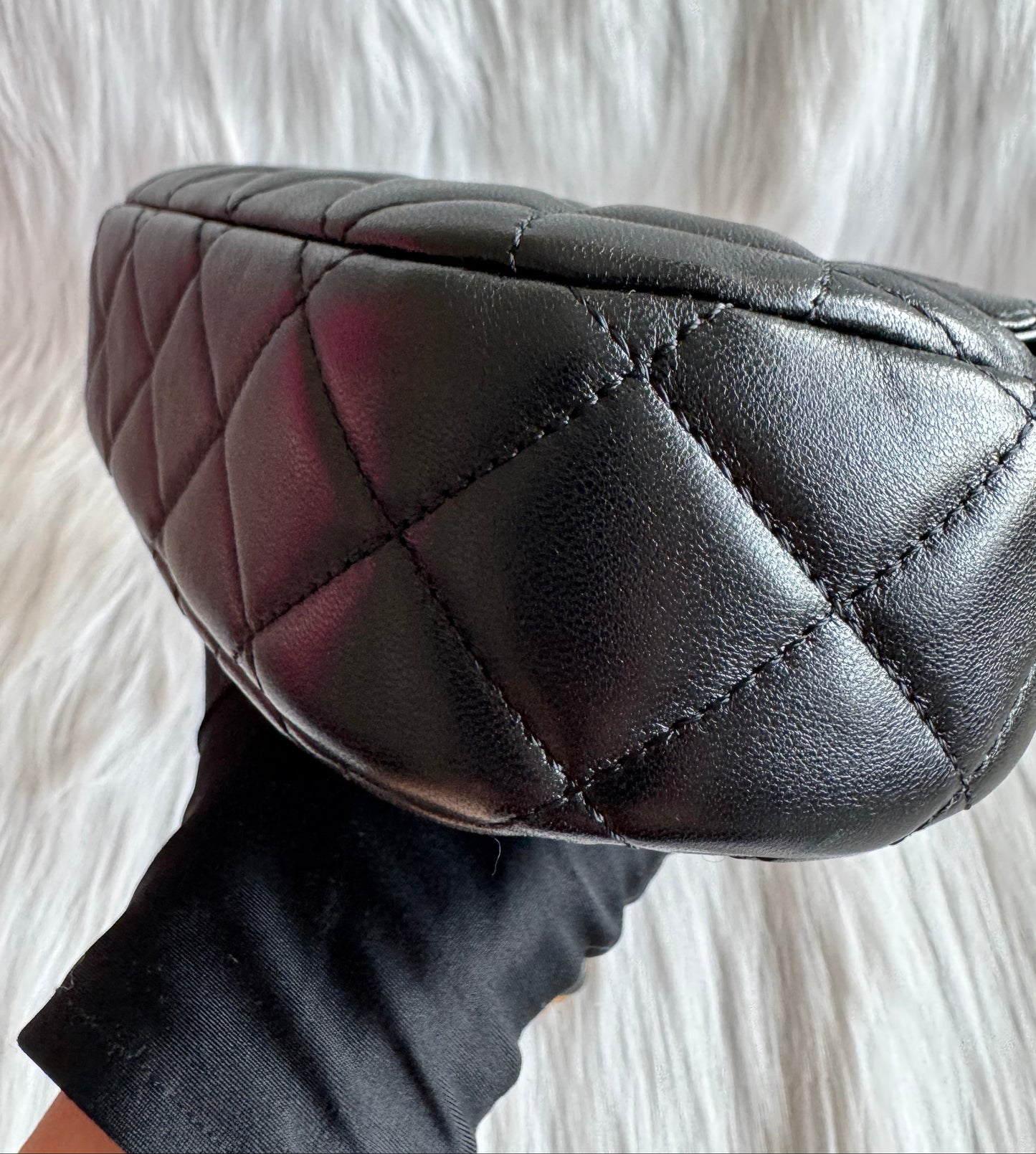 Chanel Top Handle Chain Lambskin Small Black Satchel - microchipped