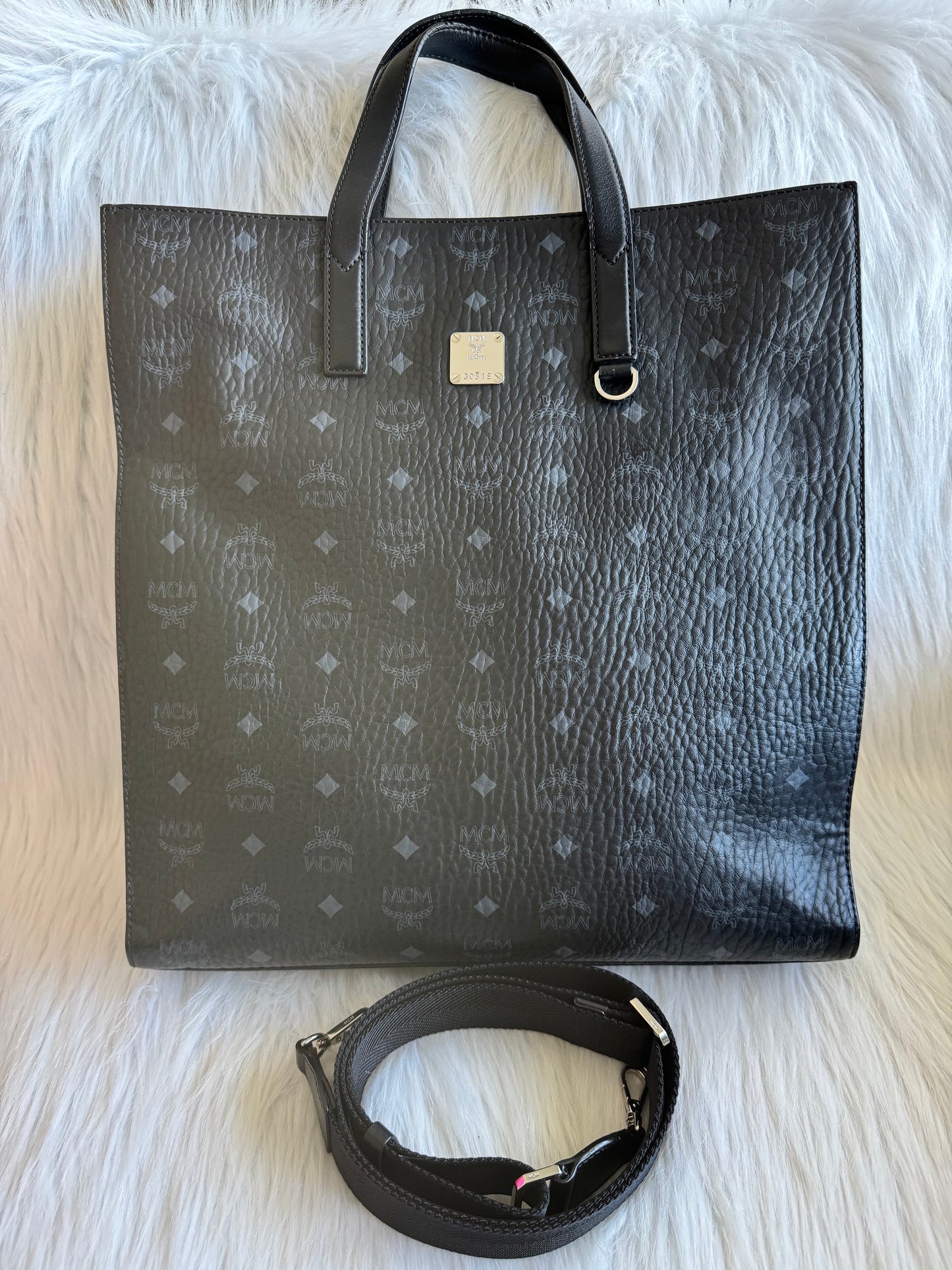MCM Aren Large Tote Black Two Way Bag