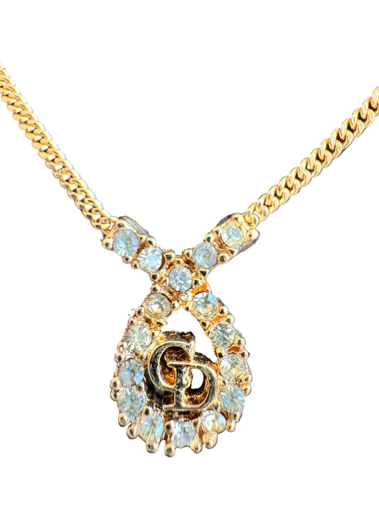 Christian Dior CD initial pendant necklace with Rhinestone