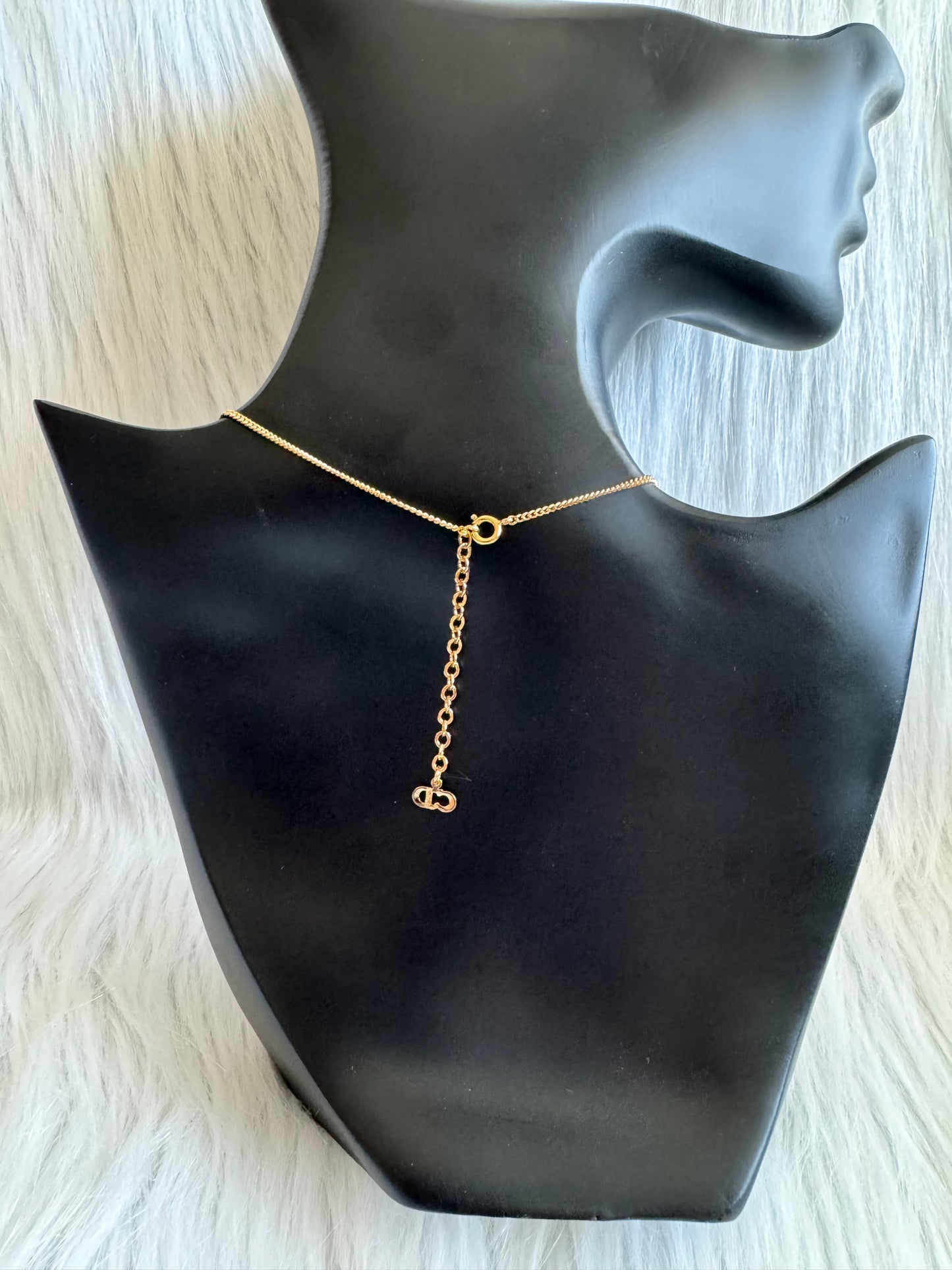 Christian Dior CD initial pendant necklace with Rhinestone