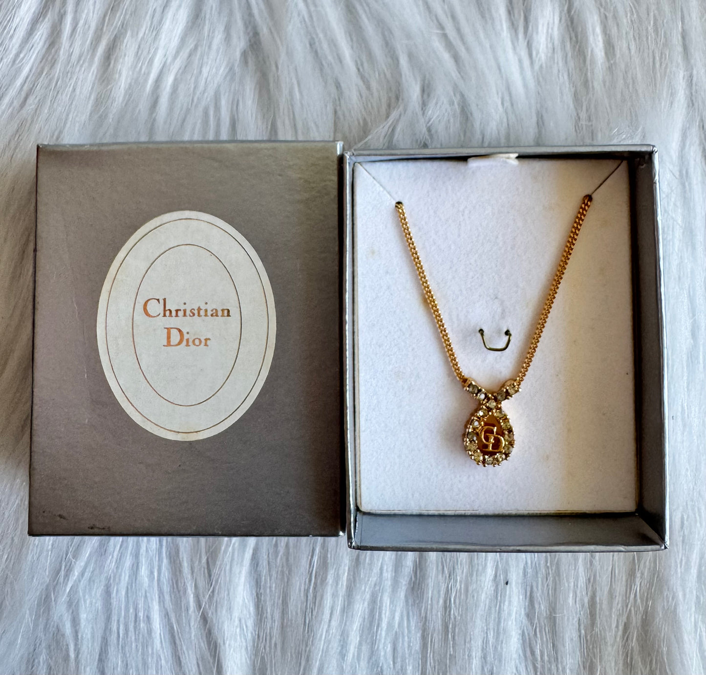 Christian Dior CD initial pendant necklace with Rhinestone