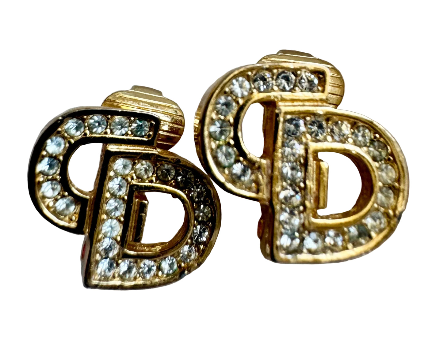 Christian Dior CD initial Earrings with Rhinestone