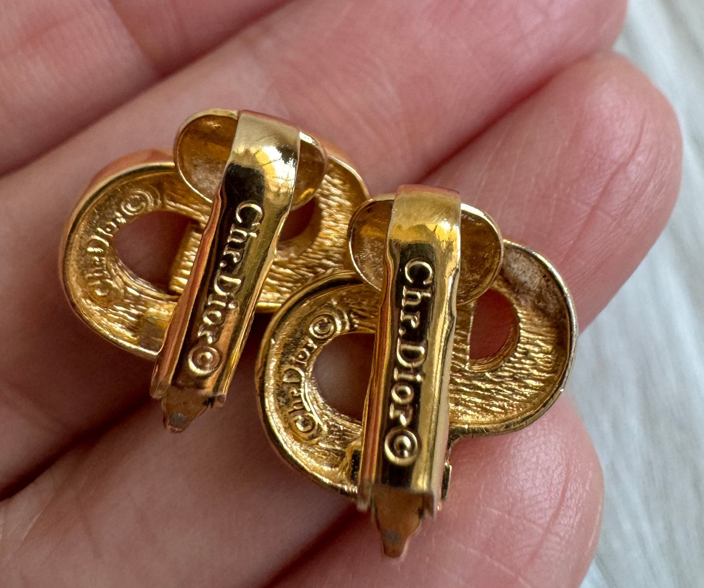 Christian Dior CD initial Earrings with Rhinestone