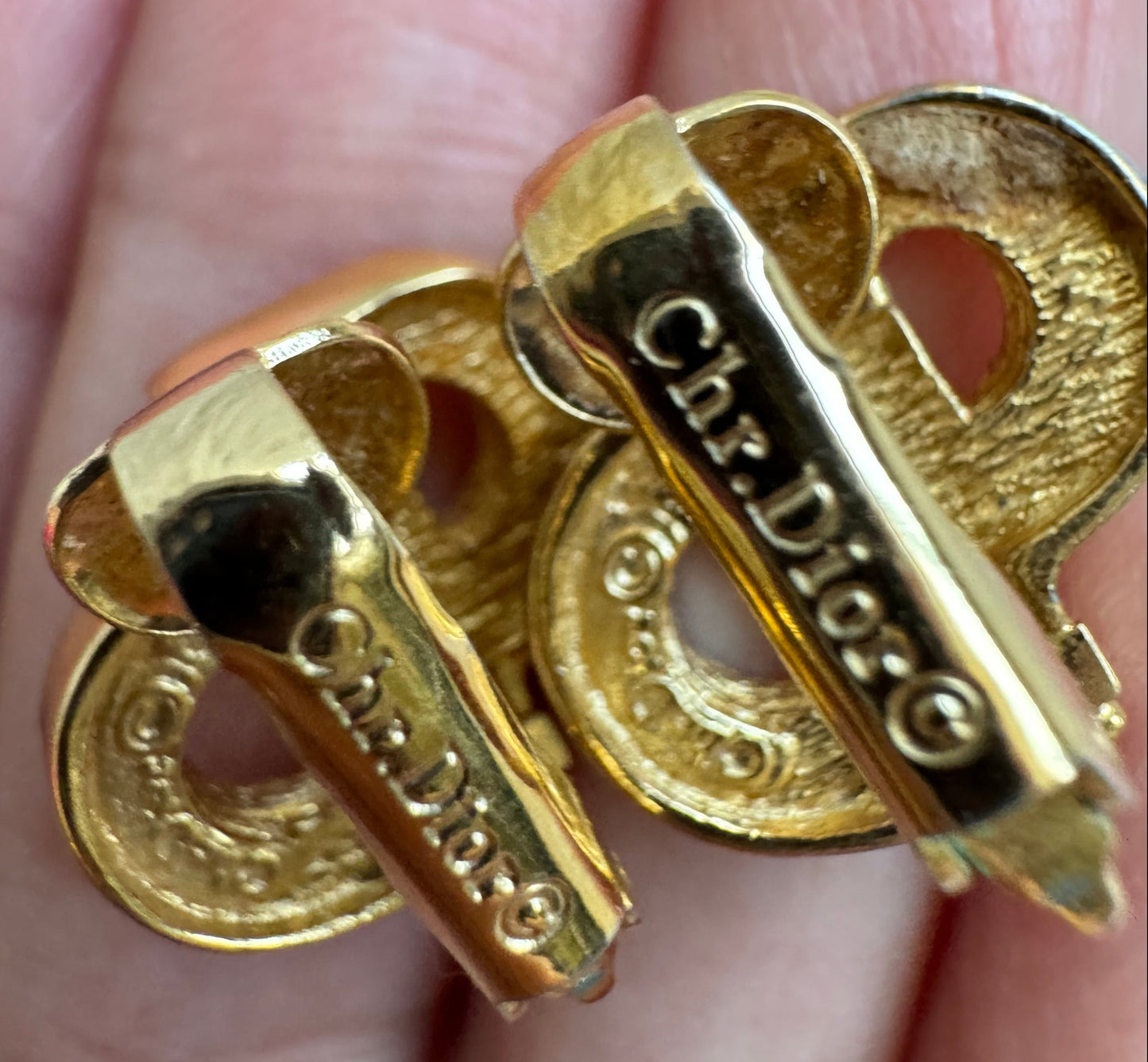 Christian Dior CD initial Earrings with Rhinestone