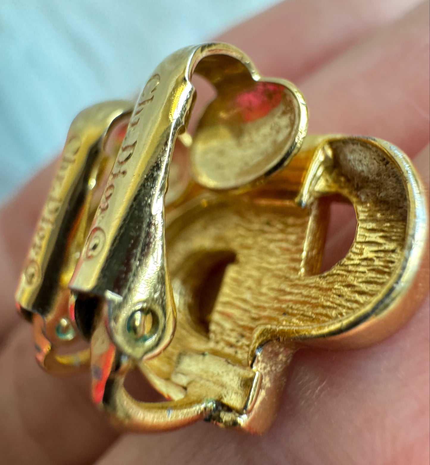 Christian Dior CD initial Earrings with Rhinestone