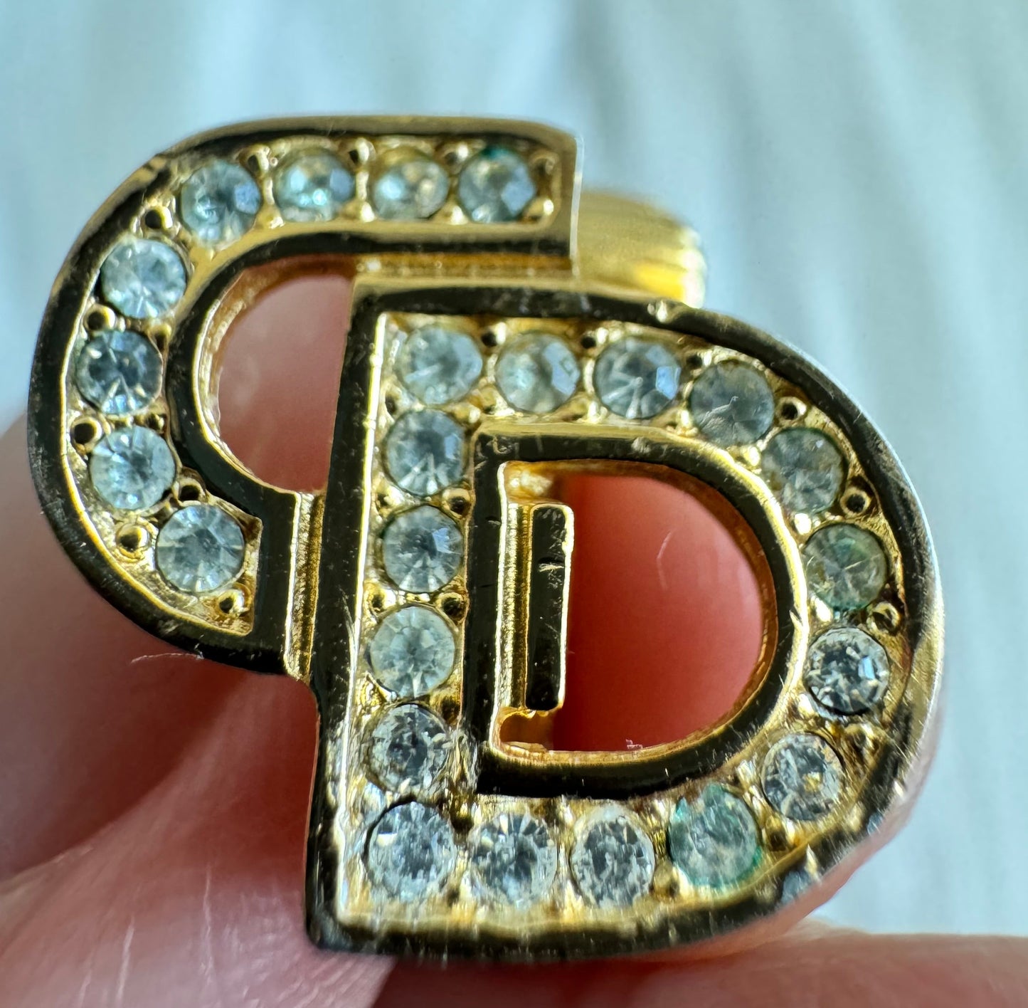 Christian Dior CD initial Earrings with Rhinestone