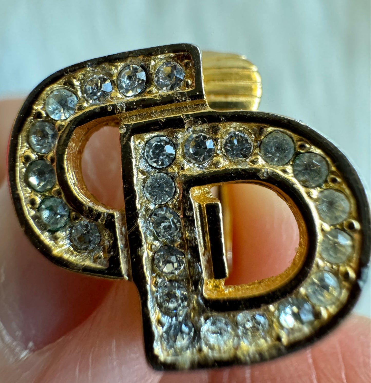 Christian Dior CD initial Earrings with Rhinestone