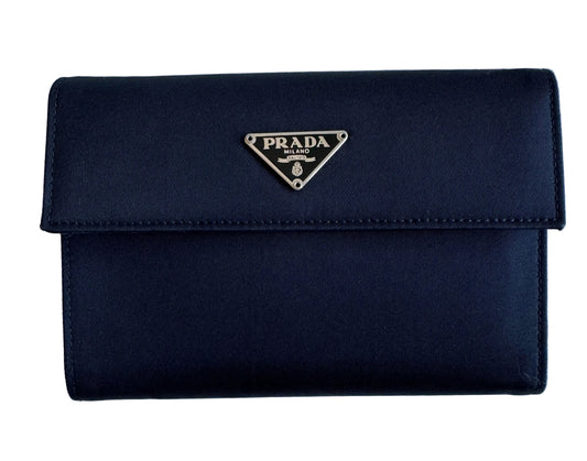 Prada Nylon Medium Trifold Wallet Black