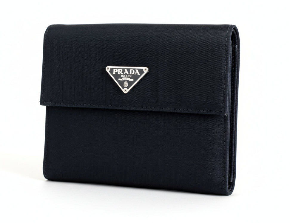 Prada Nylon Small Trifold Wallet Black