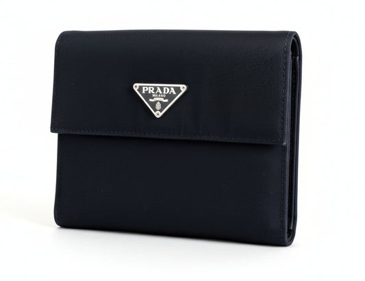 Prada Nylon Small Trifold Wallet Black