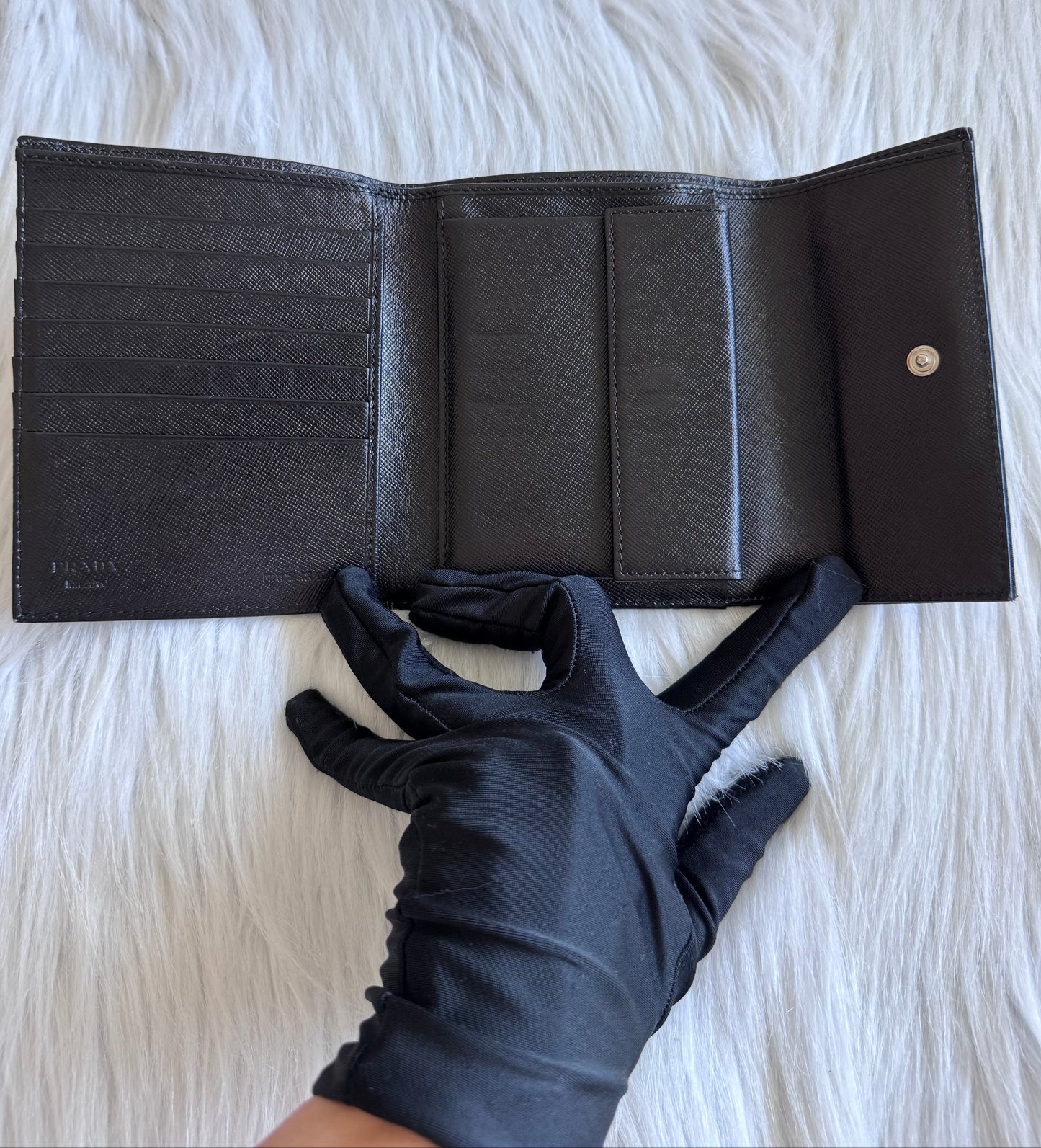 Prada Nylon Small Trifold Wallet Black