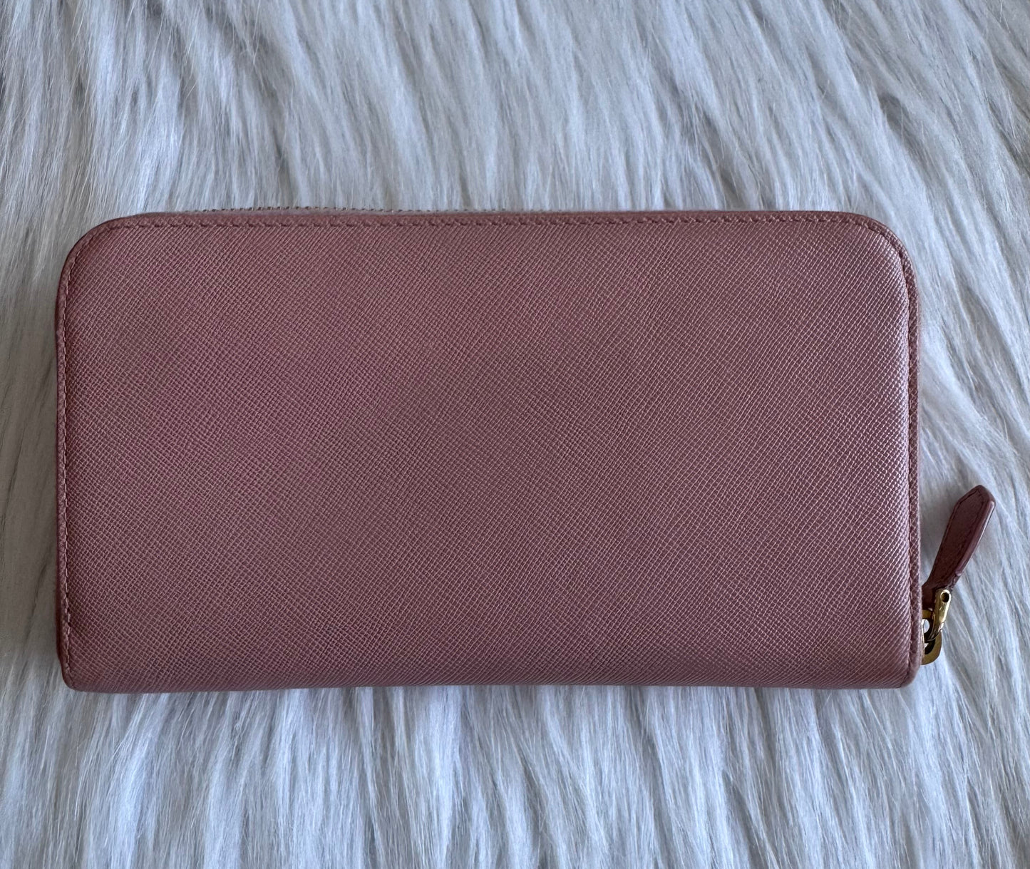 Prada Pink Saffiano Bow Zip Long wallet