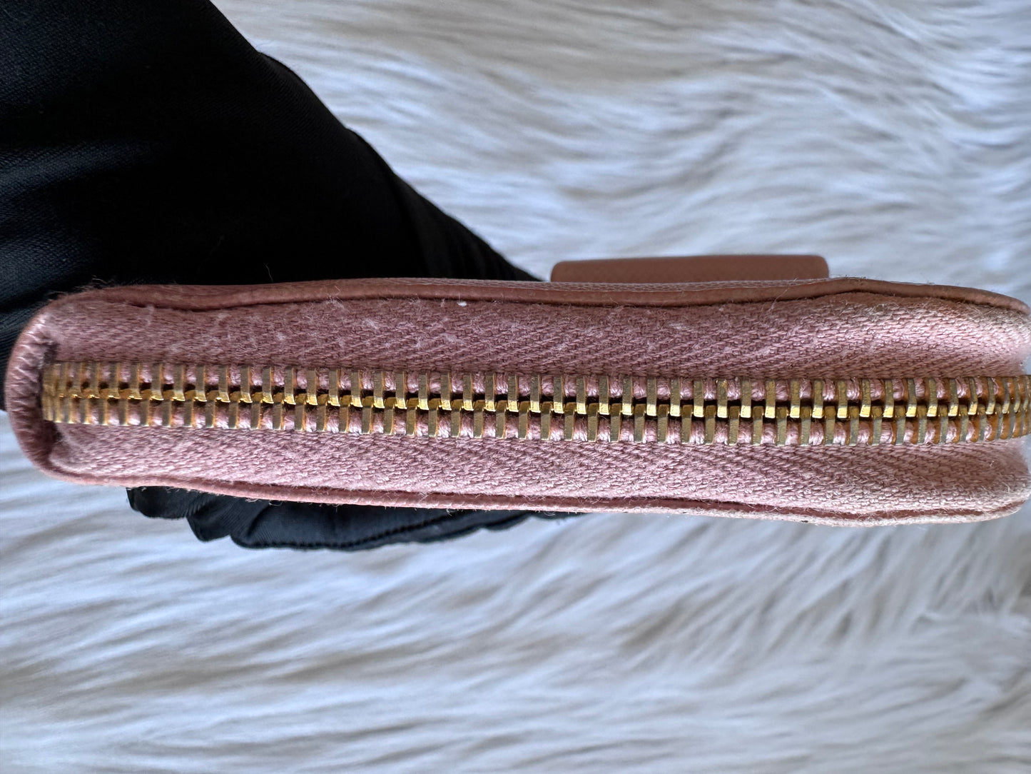 Prada Pink Saffiano Bow Zip Long wallet