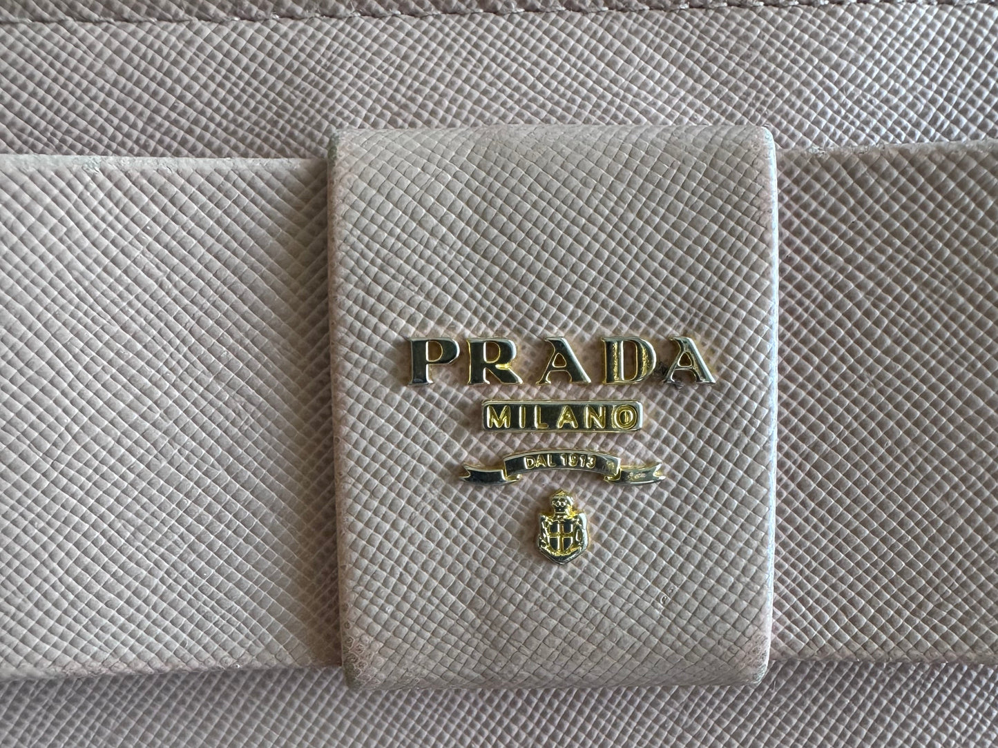 Prada Pink Saffiano Bow Zip Long wallet