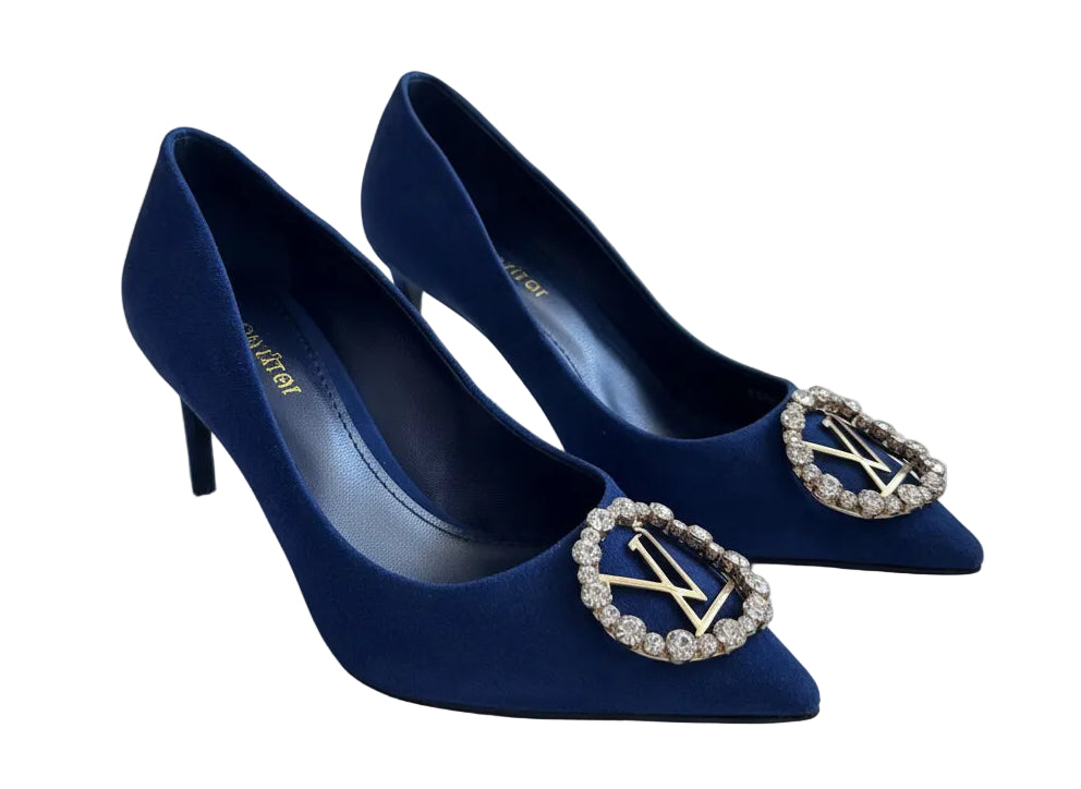 Louis Vuitton Madeleine Line Suede Blue Pump size 36.5
