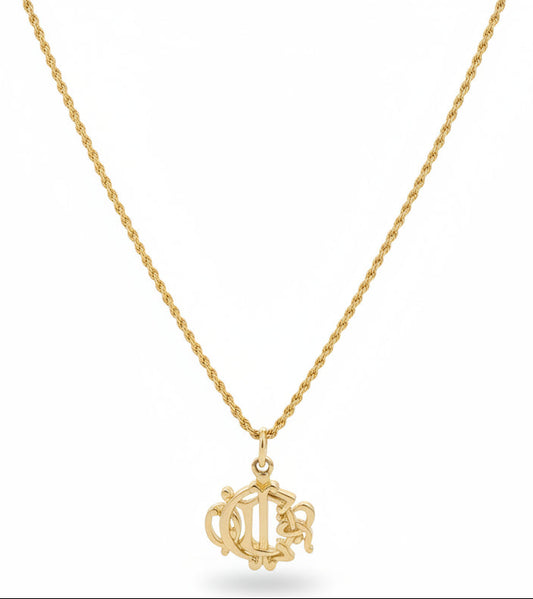 Christian Dior CD Script Initial Pendant Necklace