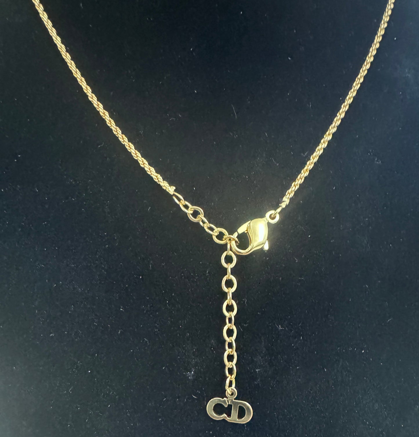 Christian Dior CD Script Initial Pendant Necklace