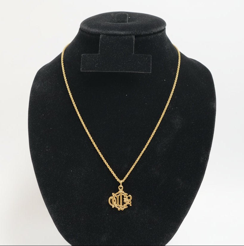 Christian Dior CD Script Initial Pendant Necklace