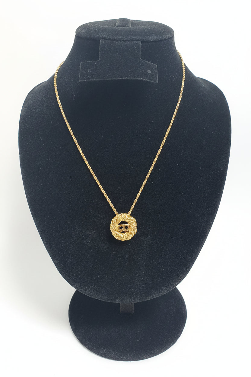 Christian Dior CD Initial Round Pendant Necklace