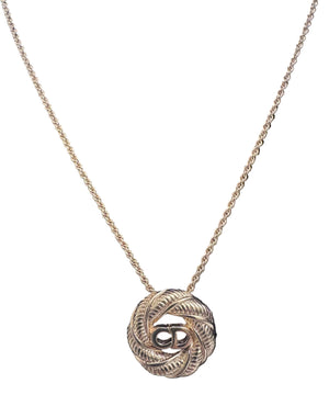 Christian Dior CD Initial Round Pendant Necklace