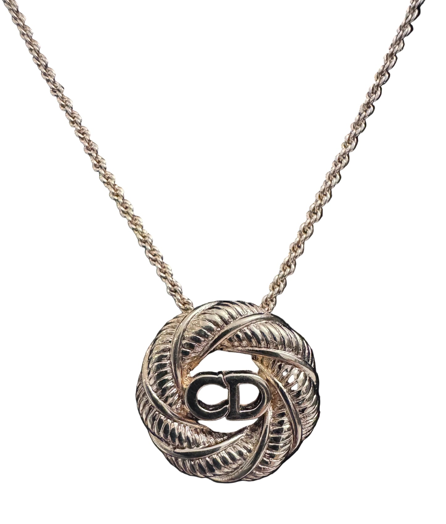 Christian Dior CD Initial Round Pendant Necklace