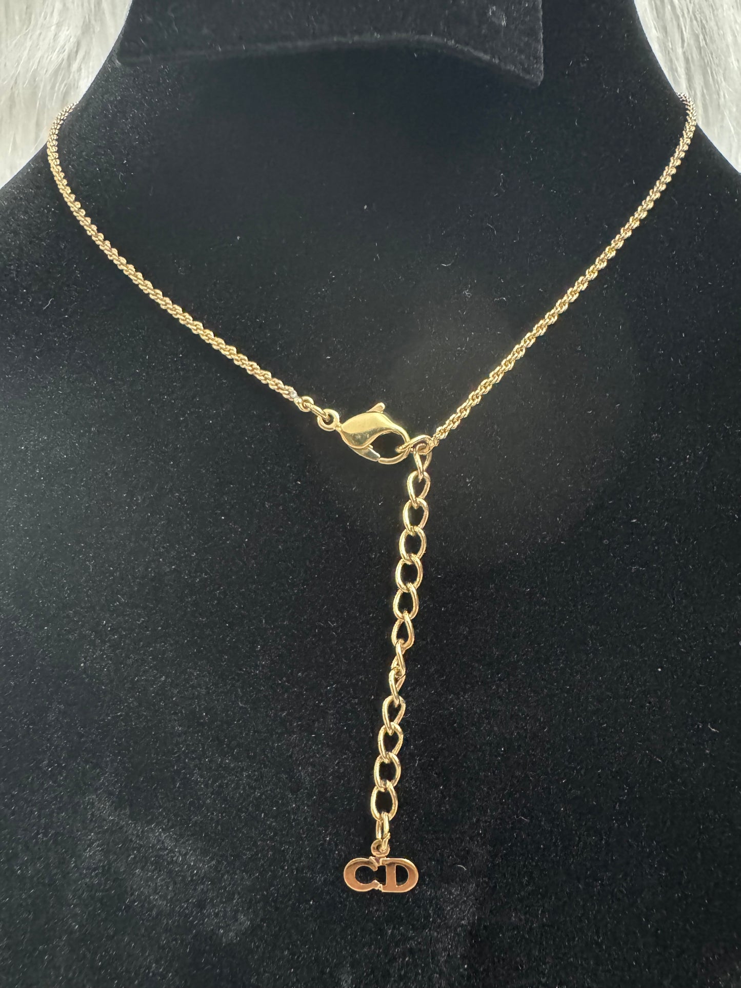 Christian Dior CD Initial Round Pendant Necklace